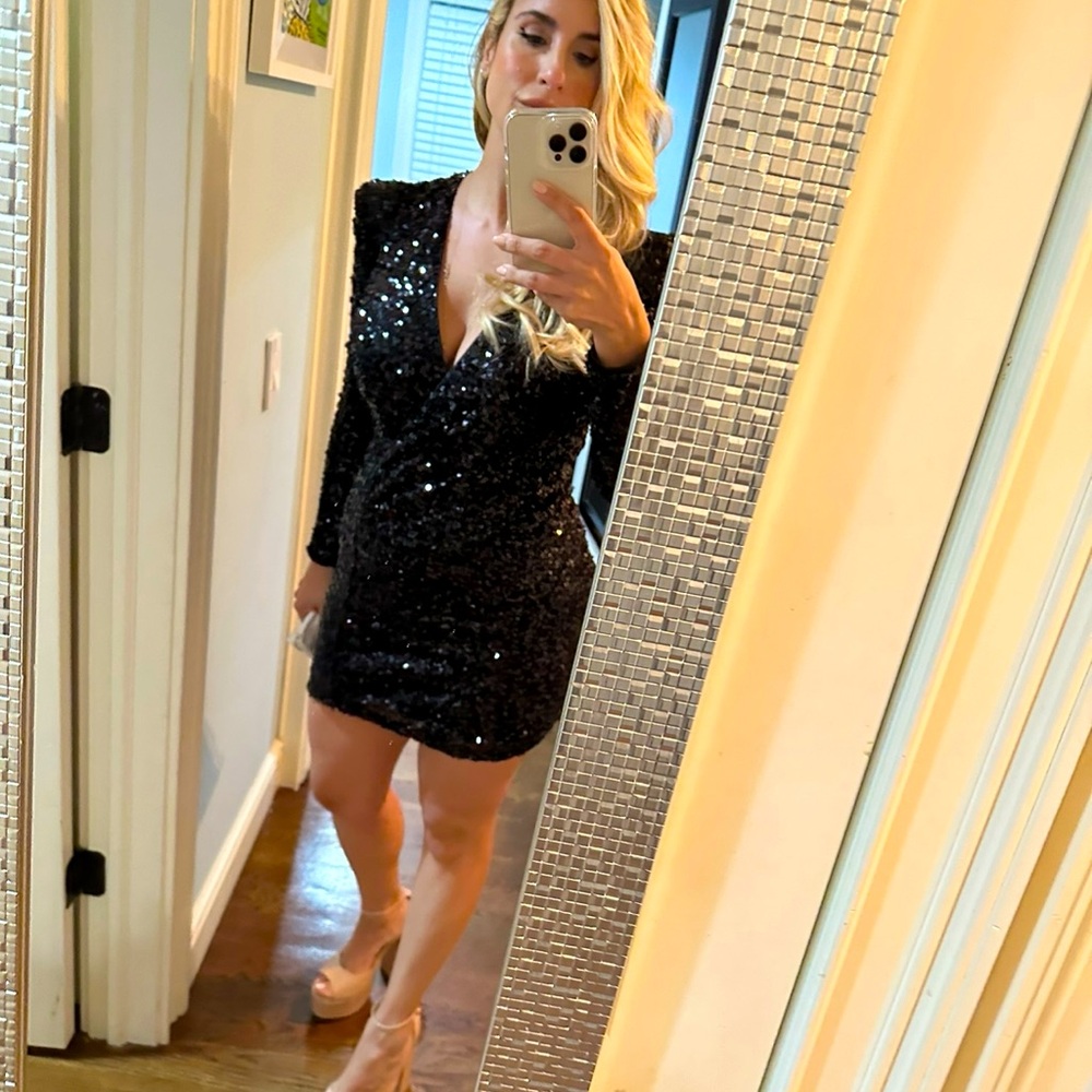 black sequin dress Bloomindales